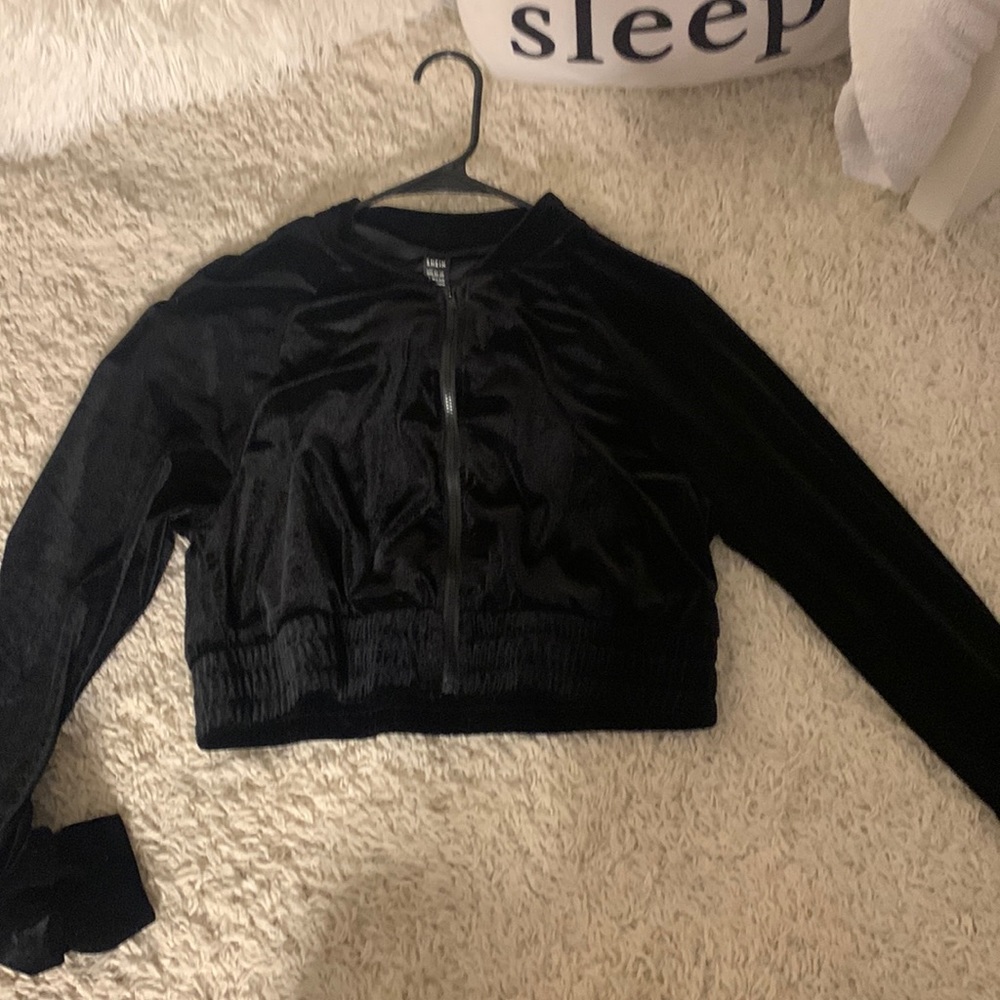 Shein Suede Crop Track Top